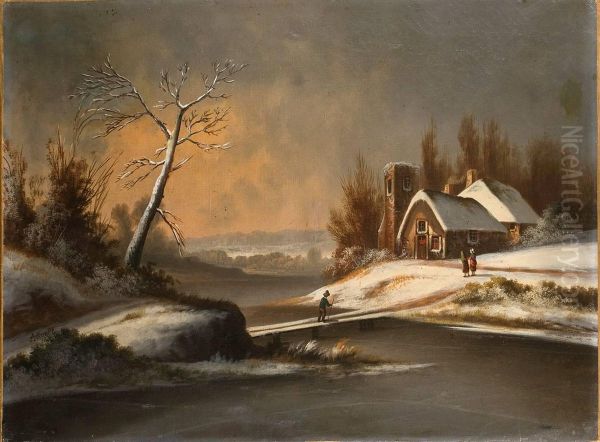 Promeneurs Dans Un Paysage D""hiver - view 1