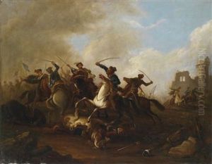 A Cavalry Engagement Between Christians Andottomans by Rugendas, Georg Philipp I