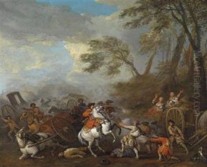 A Cavalry Skirmish by Georg Philipp Rugendas I