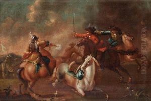 Cavalry Battles by Georg Philipp Rugendas I