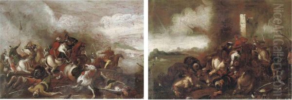 A Cavalry Battle Between Christians And Turks - view 1