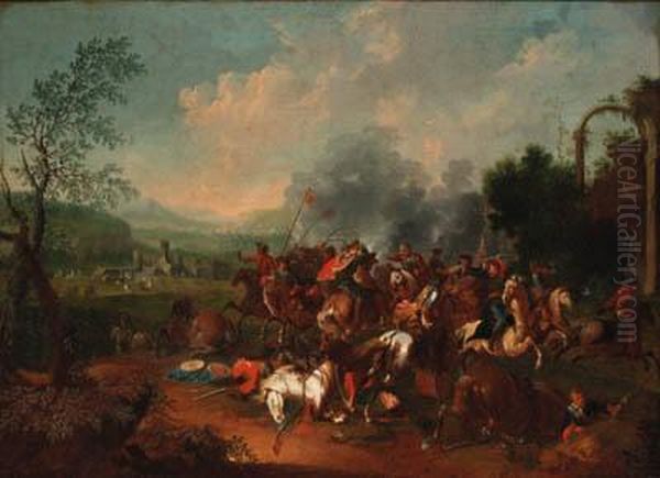 A Cavalry Skirmish Near A Castle - view 1