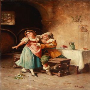 Inn Interior With A Merry Man by Pasquale Ruggiero