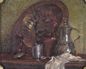 Still Life Of Copper And Silver Dishes And Vessels On A Table Still Life Of Copper And Silver Dishes And Vessels On A Table