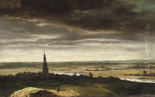 A River Landscape With A View Of A Dutch Town - view 1