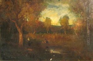 Figures In Forest Landscape by Benigino Yamero Ruiz