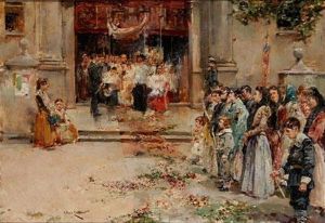 Salida De La Procesion De La Iglesia by Manuel Ruiz Guerrero