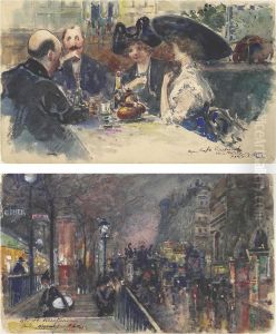 View Of The Boulevard Saint-martin; And At The Cafe Cardinal