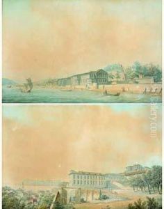 Vue Du Palais De France A Terapia Sur Le Bosphore by Ludwig Rullmann