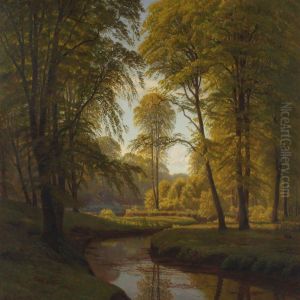 Forrest Scenery With Small Stream by Gotfred Rump