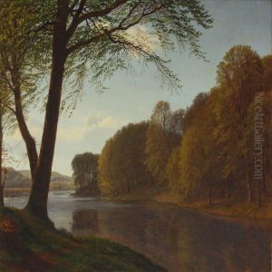 Forest Scenery With Aquiet Lake by Gotfred Rump