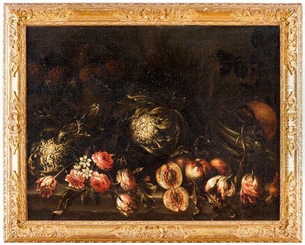 Natura Morta Di Ortaggi, Frutta E Fiori - view 1