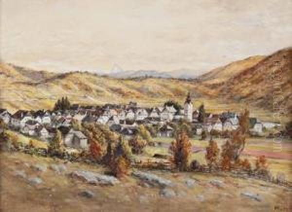 Blick Auf Ein Dorf In Hugeliger Landschaft - view 1