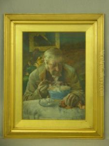 Portrait Of An Old Man At Table by George Robert Rushton