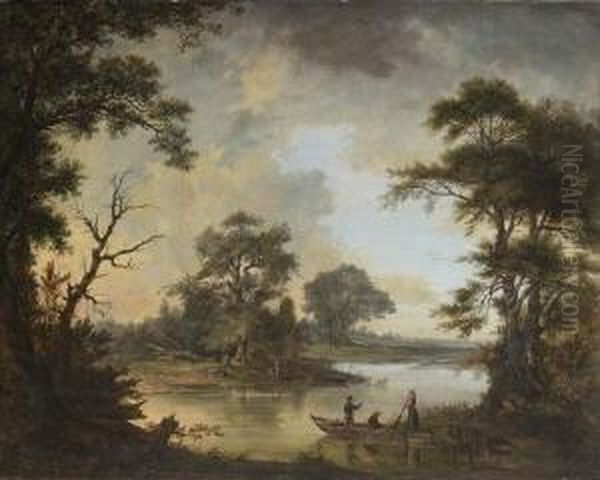 Flusslandschaft Mit
Anglern. - view 1