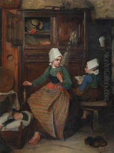 Children In An Interior by Edwin Wensley Russel