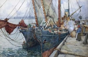 Trawlers In The Harbour, 'port St. Mary', Isle Of Man by Lilian Russell - Bell