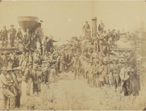 East Meets West, Shaking Hands At The Laying Of The Last Rail,promontory Point, Utah