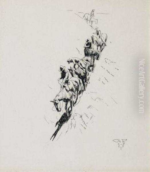 Riders On Mountain Trail - view 1
