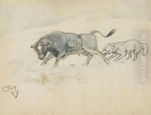 Wolf And Bull by Charles Marion Russell