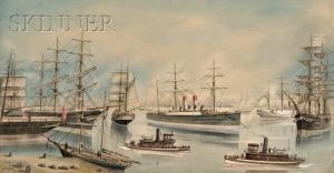 View Of Boston Harbor by Edward John Russell