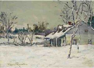 Quebec Home In Winter by George Horne Russell