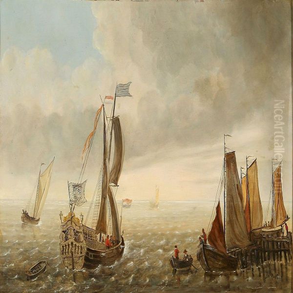 Coastal Scene With A Dutch Warship - view 1