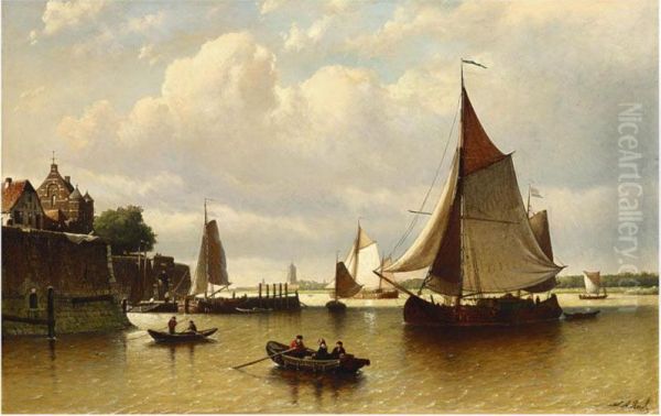 Ships At Low Tide, A Village Beyond - view 1