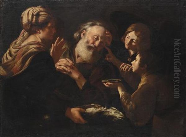 The Archangel Raphael Helping Tobias Cure Tobit Of Blindness - view 1