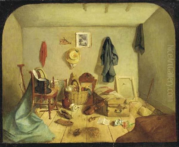 An Interior With A Chest, A Violin And Other Objects - view 1