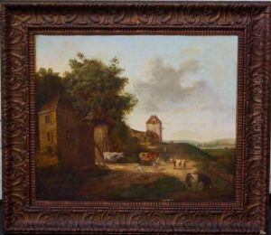 Geanimeerd Dorpslandschap by Abraham Johannes Ruytenschildt