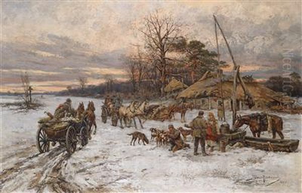 Village Landscape In Winter - view 1