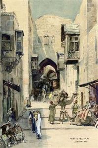 Street Scene In Jerusalem by Anna Rychter-May
