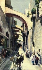 A Street Scene In The Old City, Jerusalem by Anna Rychter-May