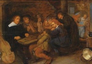 A Tavern Interior With A Music-makingparty by David The Elder Ryckaert
