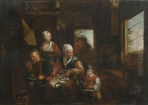 Bauernfamilie Im Kucheninterieur