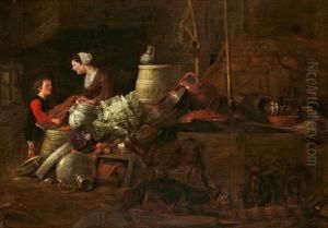 Efterfoljd Koksinterior Med Kvinna Och Pojke by Frans, Francois Ryckhals