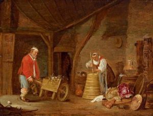 Interno Di Fienile Con Due Personaggi by Frans, Francois Ryckhals