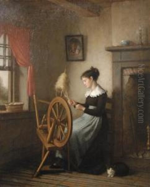 Woman At Spinning Wheel - view 1