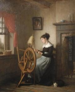 Woman At Spinning Wheel by Platt Powell Ryder