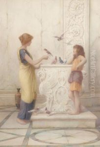 Girls By A Wellhead With Birds Girls By A Wellhead With Birds