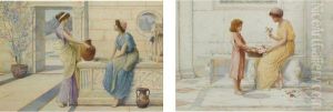 Conversation At The Well; A Gift Of Roses by Henry Ryland