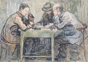 Grajacy W Szachy by Mojzesz Rynecki