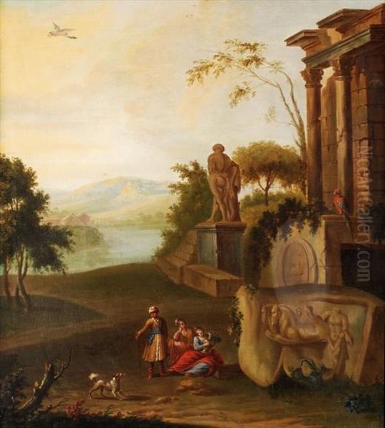 Figuresresting By Classical Ruins - view 1