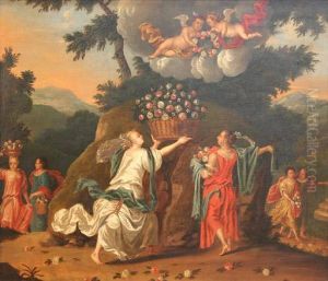 Allegory Of Plenty With A Group Of Females Wearing 17th Century Costume by Pieter Rysbrack