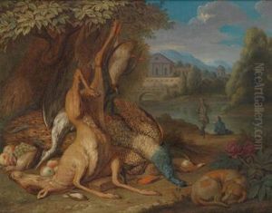 Jagdstillleben Vor Landschaftshintergrund