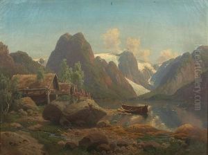 An Alpine Landscape by Georg-Eduard Otto Saal