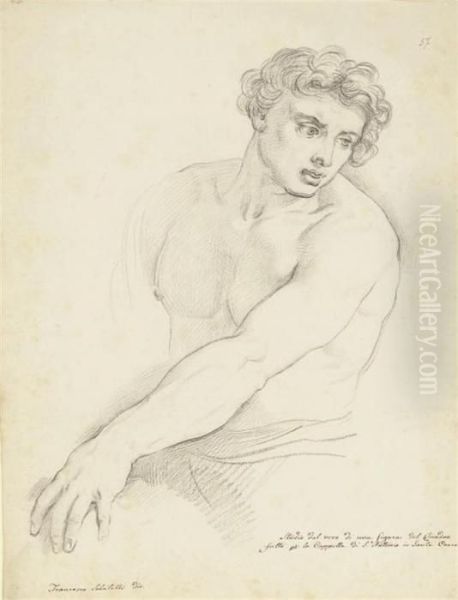A Study Of A Man, Half-length With His Left Arm Outstretched - view 1