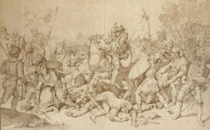 Scene Troubadour D'une Bataille Avec Des Cavaliers Portant Les Armes Des Habsbourg by Luigi Sabatelli