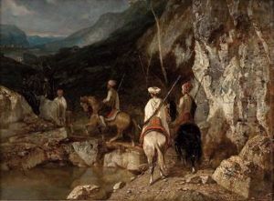 Orientalische Karawane In Felsiger Landschaft